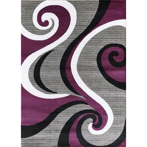 GLORY RUGS Area Rug 2x3 Purple Door Mat Modern Swirls Carpet Bedroom Living Room Contemporary Dining Accent Sevilla Collection 4817