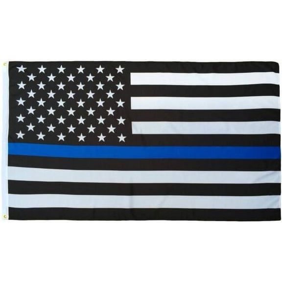 4x6 USA Police Thin Blue Line Memorial American Flag Banner Polyester 100D