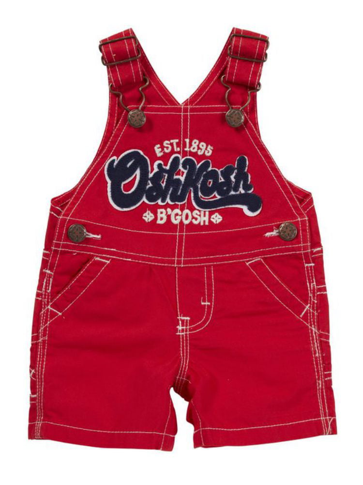 red overall shorts