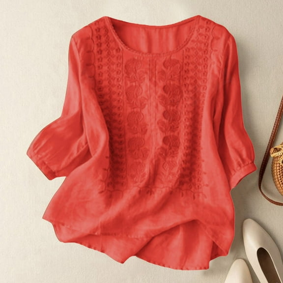 Adeawade Womens Tops Round Neck T Shirts Short Sleeve Solid Color Elegants Tee Clothing L Orange