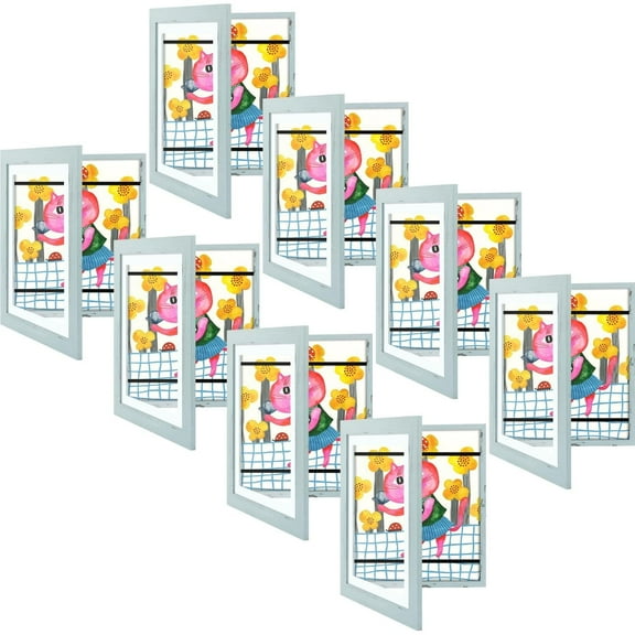Golden State Art Kids Art Picture Frames, Front-Opening, 10x12.5, Teal Blue, Pack of 8