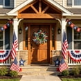 thumbnail image 6 of Front Door Independence Day Wreath 17.7 Inch Green Leaves Flowers Floral Hanging for Porch Wall Window Fireplace Entryway Home Office 4th Of July Memorial Day Veterans Day Porch Wall Seasonal Decor, 6 of 7
