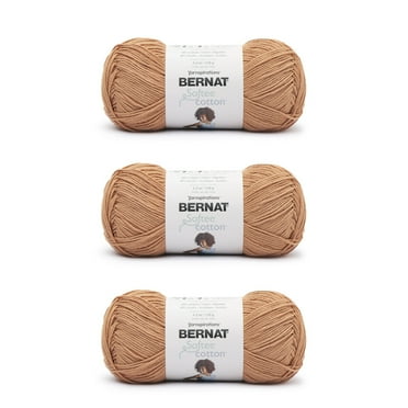 Bernat Softee Cotton Sandstone Yarn - 3 Pack of 120g/4.25oz - Nylon - 3 DK (Light) - 254 Yards - Knitting/Crochet