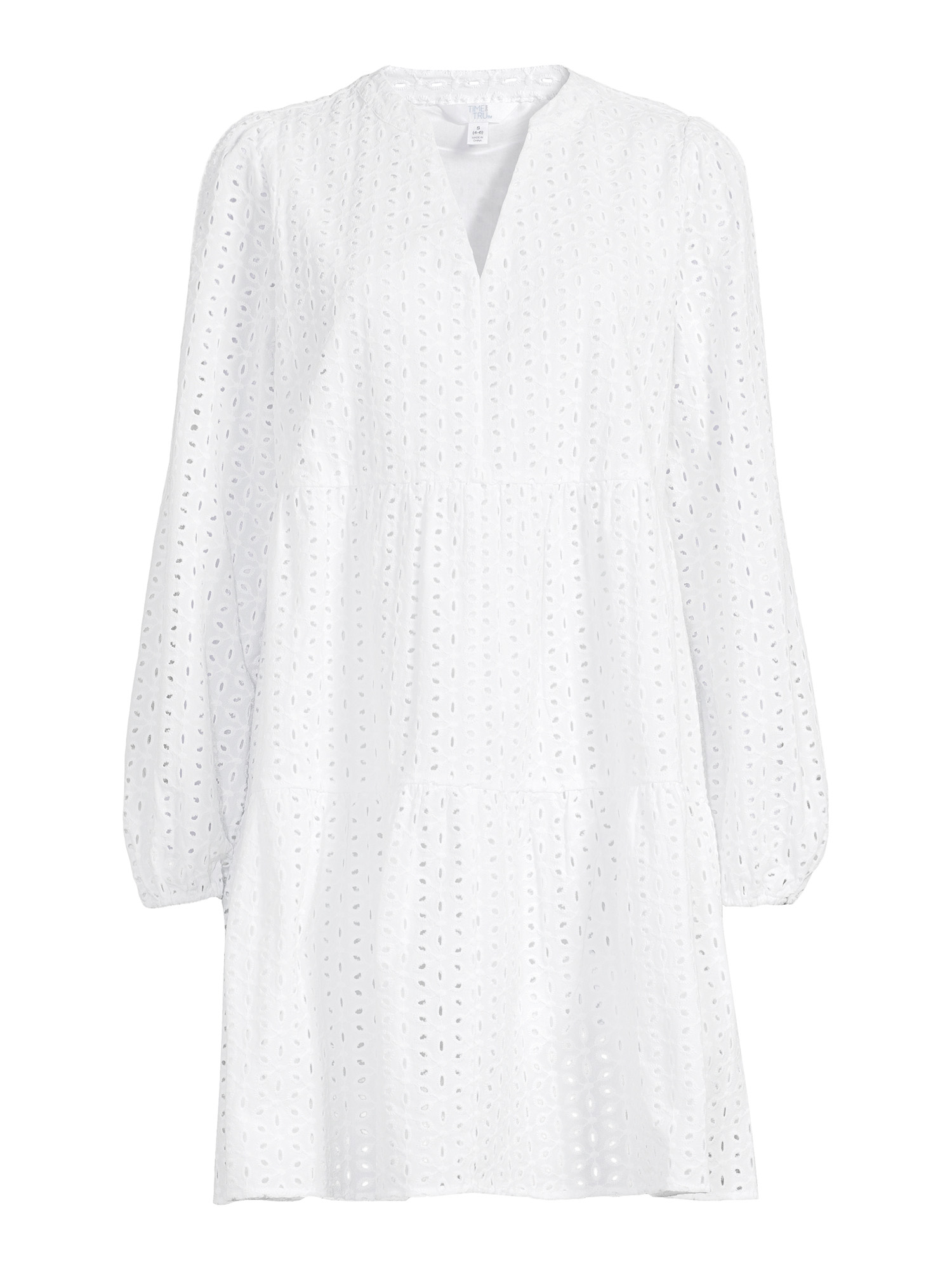 Time and Tru Women's Long Sleeve Solid and Eyelet Dress - image 3 of 5