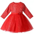 thumbnail image 4 of MEZZALL Dresses Girls Long Sleeve Party Dress With Star Sequins And Mesh Skirt Round Neck Elegant Formal Occasion Outfit Leisure Kids Crew Neck Solid Color Child Sundress, 4 of 4