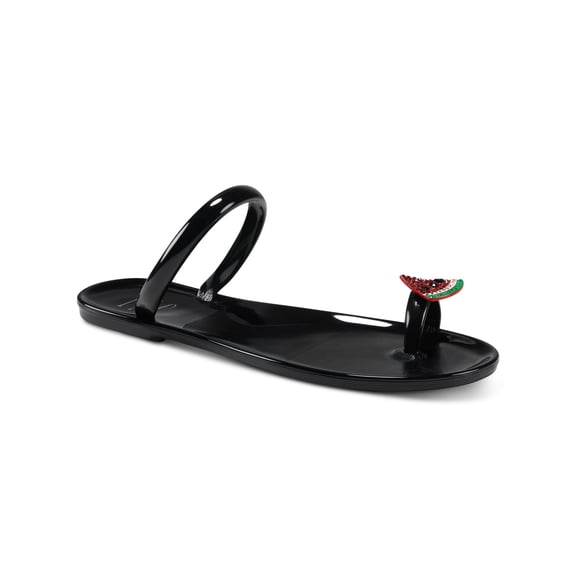 INC Womens Black Jelly Toe Loop Watermelon Detail Embellished Loren Round Toe Slip On Sandals Shoes 9 M