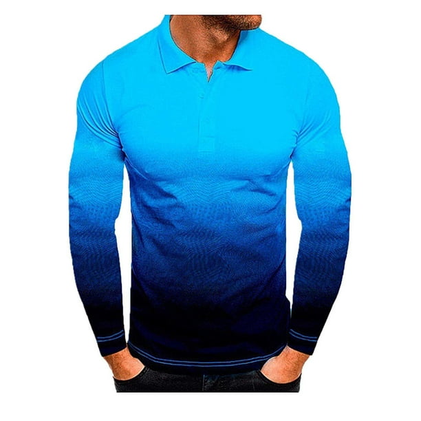 Oalirro Long Sleeve Tee Shirts for Men Deals Clearance Men&rsquo;s Printing Turn-Down Collar Pullover Tops Casual Slim Fit Basic Long Sleeve T-Shirt