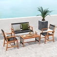 thumbnail image 4 of Costway Patio 4pcs Acacia Wood Conversation Table & Chair Set Hand-Woven Rope Outdoor, 4 of 10