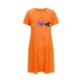 thumbnail image 5 of Sakmal Oversized Womens Moomoo Nightgown Halloween Cozy Orange Lightweight House Dress Crew Neck Short Short Sleeve Graphic Nightgowns S-2XL, 5 of 5