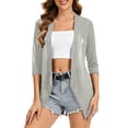 thumbnail image 2 of Bxsruta Womens Cardigan Open Front Lightweight 3/4 Sleeve Casual Outerwear, 2 of 8