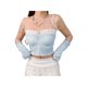thumbnail image 2 of VISgogo Blusas de verano para mujer, con tirantes finos, decoración de dobladillo de encaje, camisa casual elástica sin mangas VISgogo moda, 2 of 6