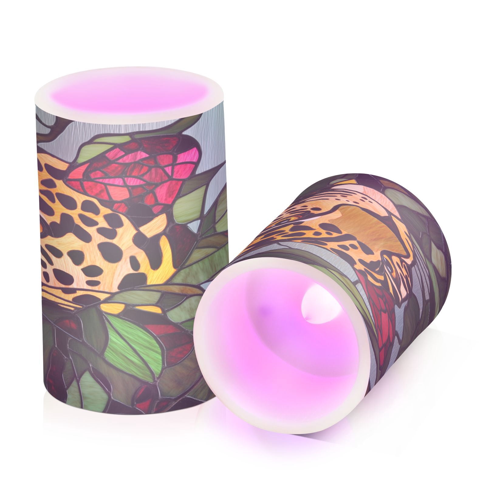 BZSMCE Flameless Candles LED Lights Christmas Leopard Print Creativity Battery Candles