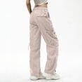 thumbnail image 6 of Mgmyaa Women's Soft Lightweight Nylon Straight-Leg Cargo Full Length Pants with Drawstring Mid Waist Adjustable Waist Active Fit Trousers for Sports Hiking Gym, 6 of 7