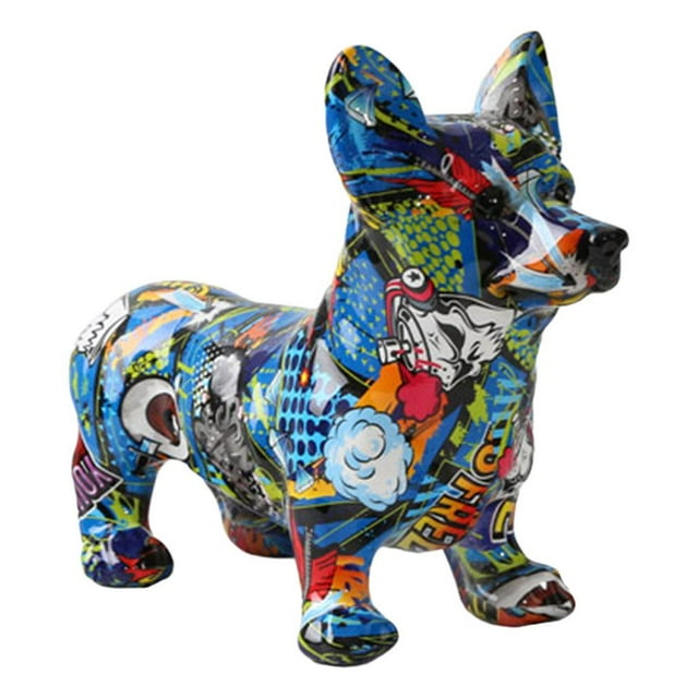 GUOOL Statue de Chien Sculpture Cadeaux Artisanat en Résine Statues de Corgi pour Anniversaire 4 4