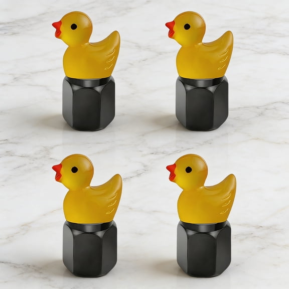 RIONIMA 2026 New Under $5 Tire Valve Caps Cute Duck Luminous Tire Decorative Valve Caps 4-Pack (Black   Yellow Duck),Auto Exterior Accessories