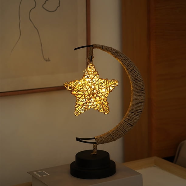 Ganfancp Led Lámpara Decorativa Hand Wound Cuerda Lámpara de Alambre de Cobre Caña En Forma de Estrella Lámpara de Hierro Liquidación Ventas Hoy Ofertas Prime 1X Luz Estrella Creciente