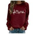 thumbnail image 2 of SBYOJLPB Round Neck Long Sleeves Clearance Women'S Casual Loose Round Neck Long Sleeve Letter Print Top Blouse T-Shirt Rollbacks, 2 of 5