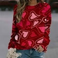 thumbnail image 2 of Chemises à Manches Longues pour Femmes de la Saint-Valentin, Décontractées, Surdimensionnées, Col Rond, Imprimées, Légères, Vêtements d'Automne, 2 of 4