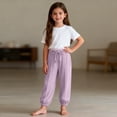 thumbnail image 6 of hengsof Girls Fashion Solid Color Casual Jogger Pants Summer Lightweight Drawstring Pocket Sweatpants for Kids 12 Months-11 Years, 6 of 8