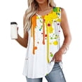 thumbnail image 2 of GERsome Summer Tank Tops for Women Pleated Scoop Neck Loose Fit Flowy Sleeveless T-Shirts Casual Vacation Curved Hem Muscle Tee S-2XL, 2 of 6
