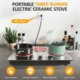 thumbnail image 4 of Sunvivi 1800W Three-burner portable electric ceramic stove - knob control, indicator light, compatible with all cookware, suitable for a variety of cooking scenarios, silver, 4 of 8