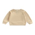 thumbnail image 1 of EIMELI Bébé Garçon Fille Solide Coton Pull Col Rond Manches Longues T-Shirt Tops Printemps Vêtements d'Automne Brun 2-3 Ans, 1 of 7