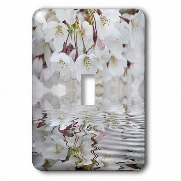 3dRose, White cherry blossom over rippled water, single toggle switch