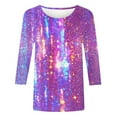 thumbnail image 4 of ShiShine Christmas Shirts for Women 3/4 Sleeve Tunic Tops Glitter Xmas Print Tshirt Crewneck Pullover Blouses Tees, 4 of 5