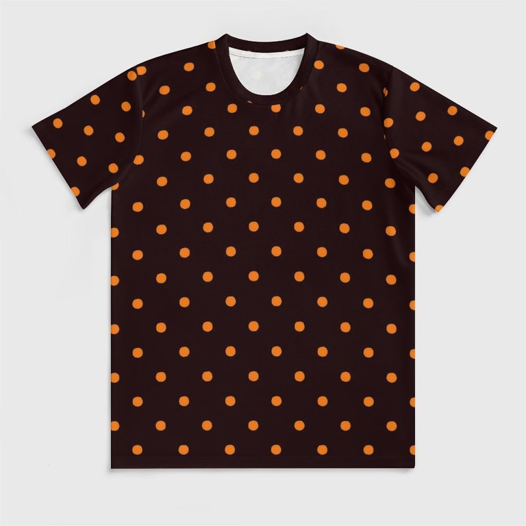 T Shirt For Men Polka Dots Print Orange and Black Harajuku T