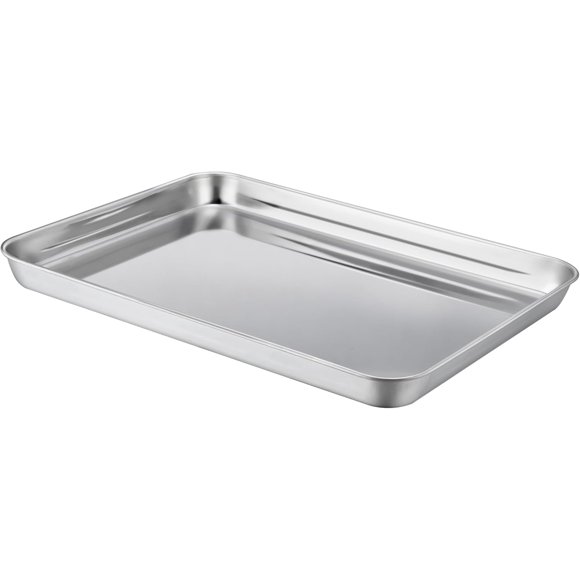 HaWare Plaque de Cuisson 1 Pce, Biscuit en Acier Inoxydable pour Four, Plateau de 16”X12”, Non Toxique et Robuste, Finition Miroir et Lavable au Lave-Vaisselle