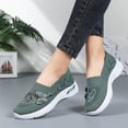thumbnail image 5 of HTHLVMD Slip-On Walking Shoes, Breathable Comfort Shoes, Womens Breathable Knit Slip-On Walking Shoes Embroidered Slip On Sneakers Lightweight Comfortable Orthopedics Walking Shoe, Green 8, 5 of 7