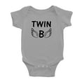 thumbnail image 3 of Twin A & Twin B White Baby Short Sleeve Twin Baby Bodysuit (Gray, 18-24M), 3 of 5