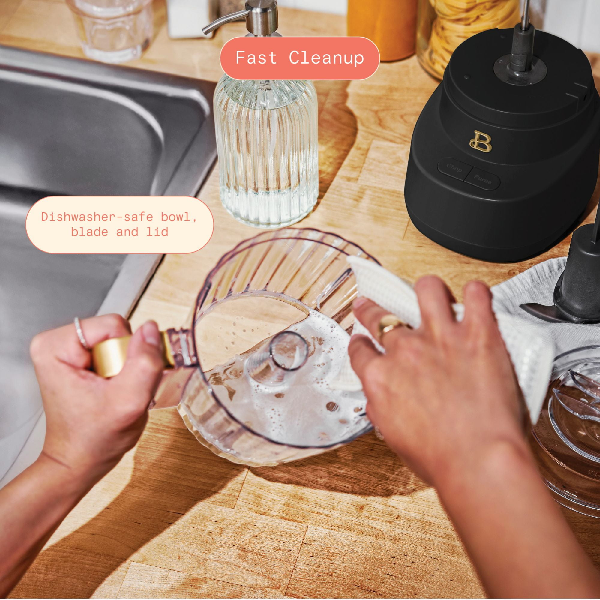 Beautiful 3-Cup Food Chopper, Black Sesame by Drew Barrymore