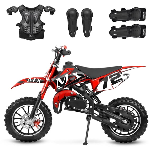 MX 49cc Kids Dirt Bike, 2-Stroke Gas Powered Mini Dirt Bike for Kids & Youth, Up to 24 MPH, 225 lb Capacity