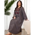 thumbnail image 2 of AURA Plus Size Summer Maxi Dress Loose A Line Embroidered Long Sleeve Modest Dress, 2 of 10
