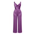 thumbnail image 7 of Elegant Satin Wide Leg Jumpsuit, Sleeveless With Dramatic Neckline, Cocktail Party One-Piece For Evening & Wedding Guest Purple 3XL, 7 of 7