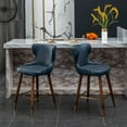 thumbnail image 2 of Nevis Mid-century Modern Tufted Nailhead Trim Counter Stool (Set of 2) in Blue, 2 of 5