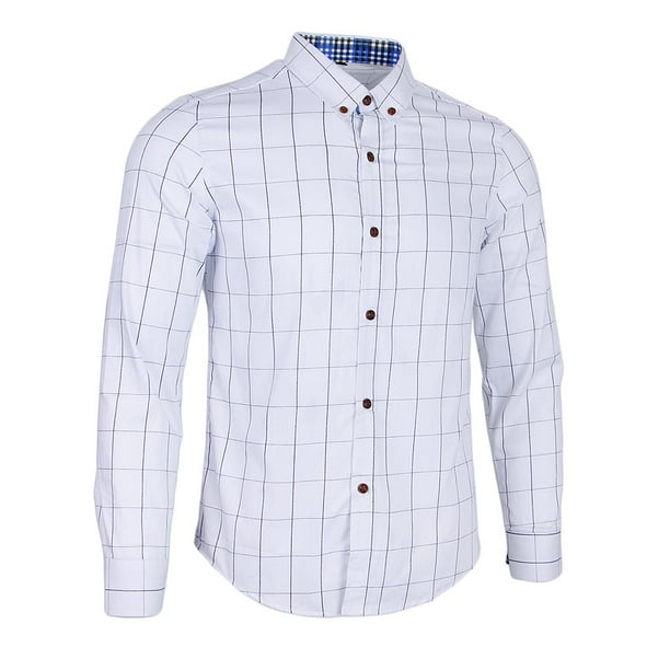 Camisa Manga Larga Causal Clásica Impresión Cuadros Hombre Playa