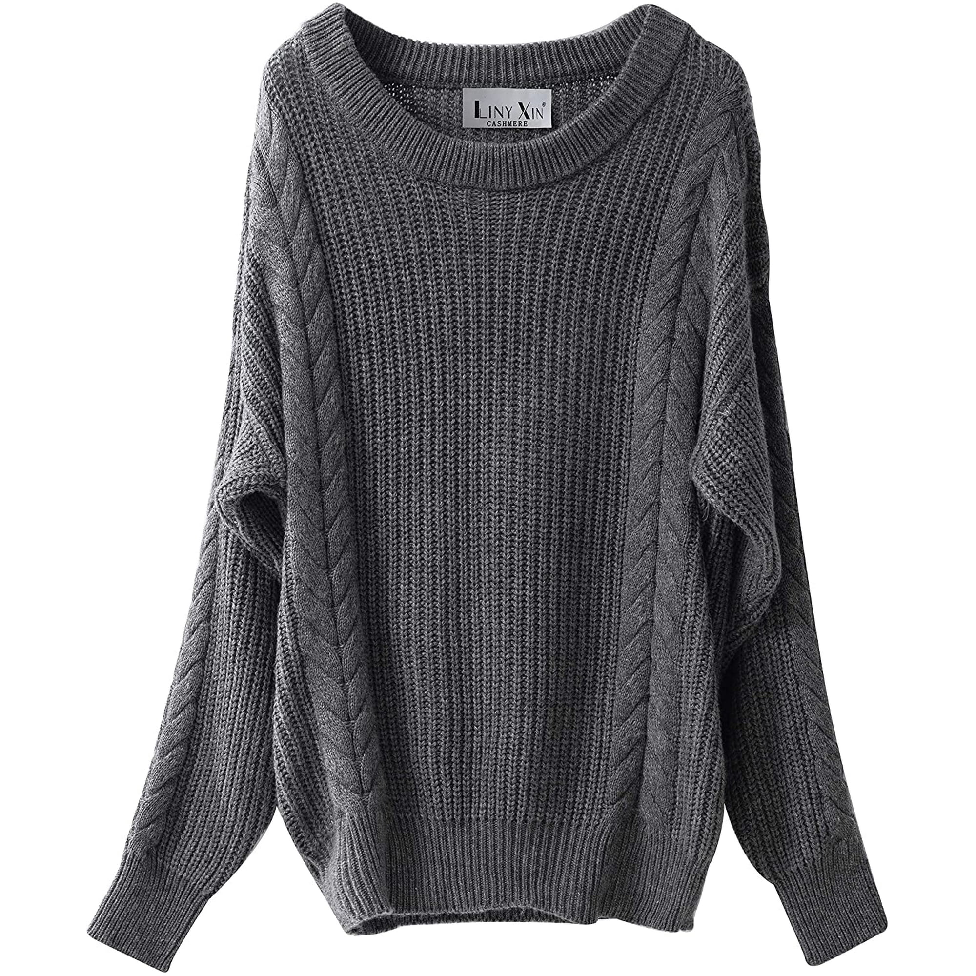 Women's Cashmere Oversized Loose Knitted Crew Neck Long Sleeve Winter Warm  Wool Pullover Long Sweater Dresses Tops | Walmart Canada