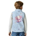 thumbnail image 6 of Xixirimido Axolotl Bubbles Blue Pattern Boys Girls Full Zip Fleece Vest Sleeveless Stand Collar Outwear Warm Jacket with Pockets for 9-10, 6 of 7