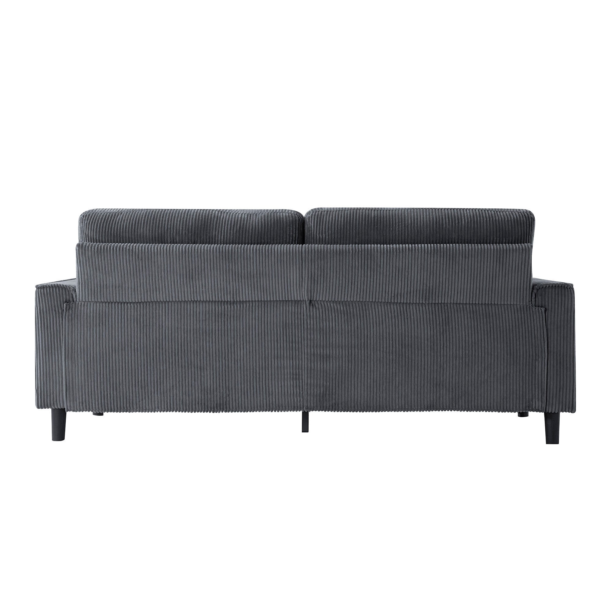 DEALTOPS 82" Corduroy Loveseat Sofa, 2-Seater Upholstered Couch with Sturdy Iron & Wood Frame, Dark Gray