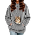 thumbnail image 5 of Oksale Pet Pouch Hoodies for Women Soft Comfy Fleece Sweatshirts with Hood with Pet Carrier Pockets Loose Long Sleeve Winter Warm Clothes Gray 2XL, 5 of 9