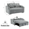 thumbnail image 4 of Muumblus Pull Out Sofa Bed, 3-in-1 Convertible Loveseat Sleeper Sofas with USB/Type C, Modern 2 Seater Velvet Couch for Living Room, Apartment, Gray, 4 of 9