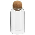 thumbnail image 1 of Contenedor de Almacenamiento de Vidrio Uxcell de 40oz con Tapón de Corcho Esférico Tarro de Vidrio de Cocina Tarros de Dulces Frascos Decorativos de Vidrio (20x9cm), 1 of 5