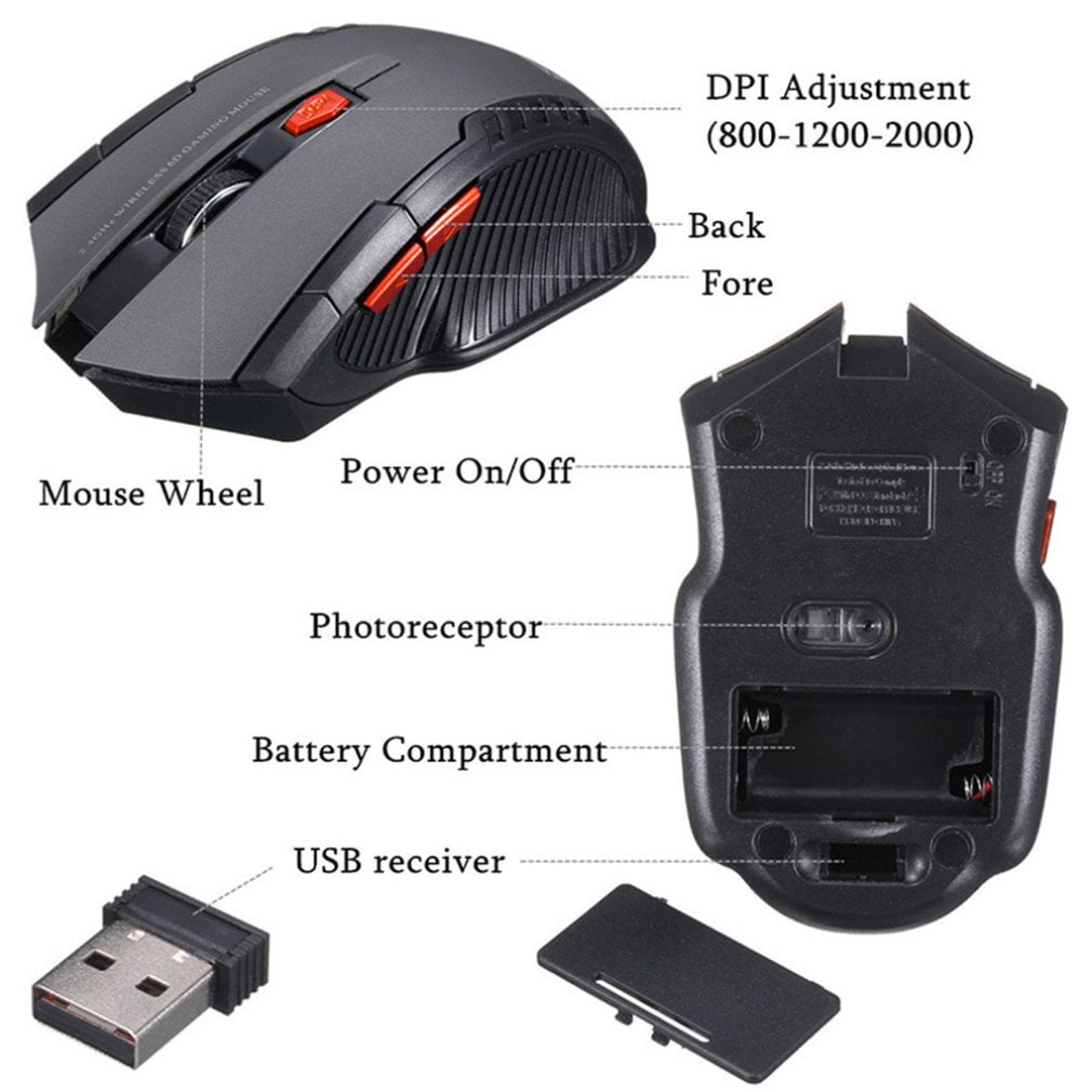 2.4Ghz Mini Wireless Optical Gaming Mouse Scroll Mice USB Receiver For PC Laptop 