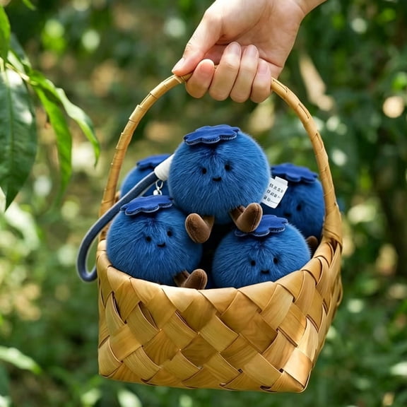 SmartBy Keychain Pendant Plush Cartoon Blueberry Shape Decorative Keychain with Lanyard Backpacks Handbags Cars Wallets Pendant