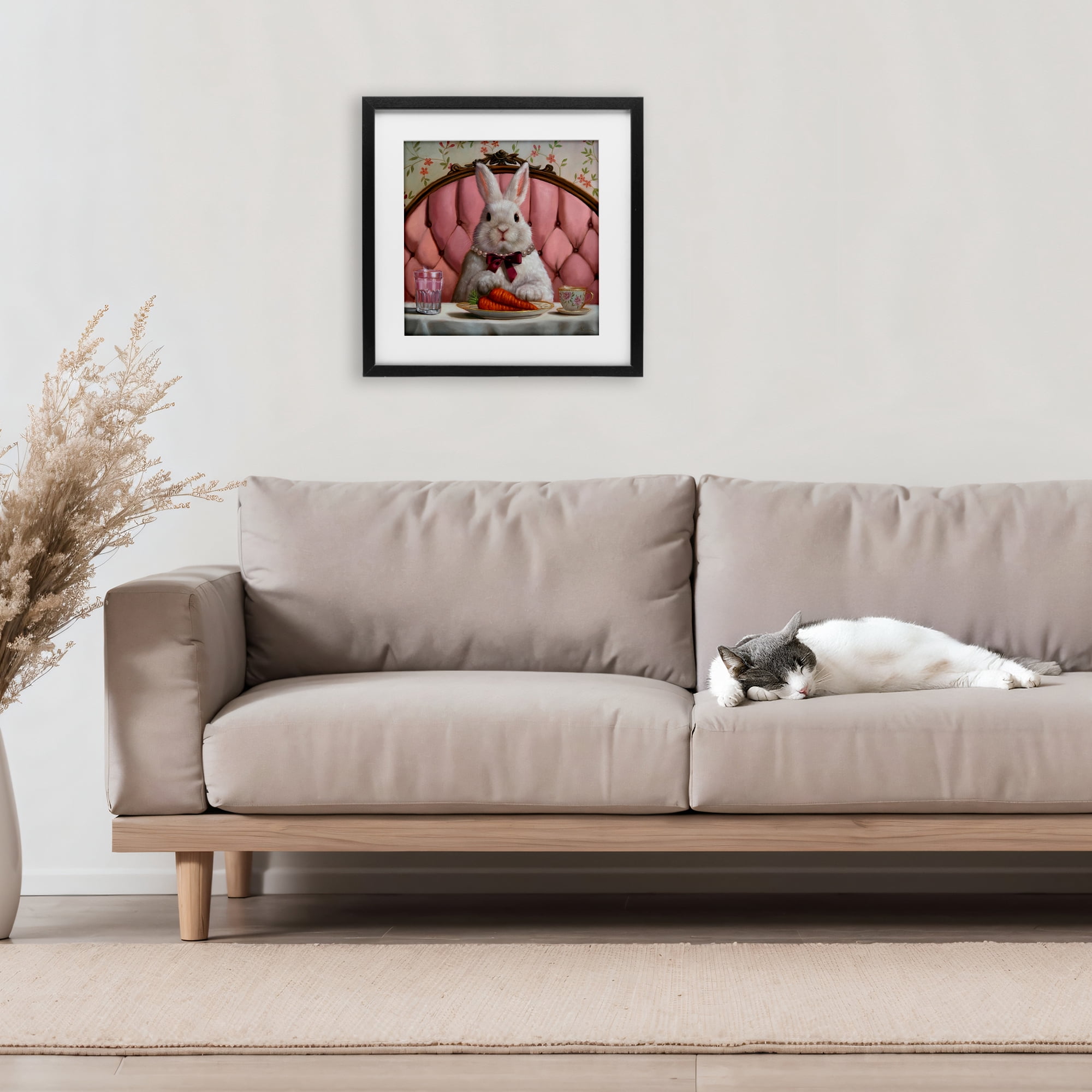 Stupell Industries Bun Appetit Rabbit Dining Black Framed Print Under Glass, design by Lucia Heffernan