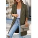 thumbnail image 3 of Blazer de Mujer PRETTYGARDEN Manga Larga Verde Militar XL, 3 of 8