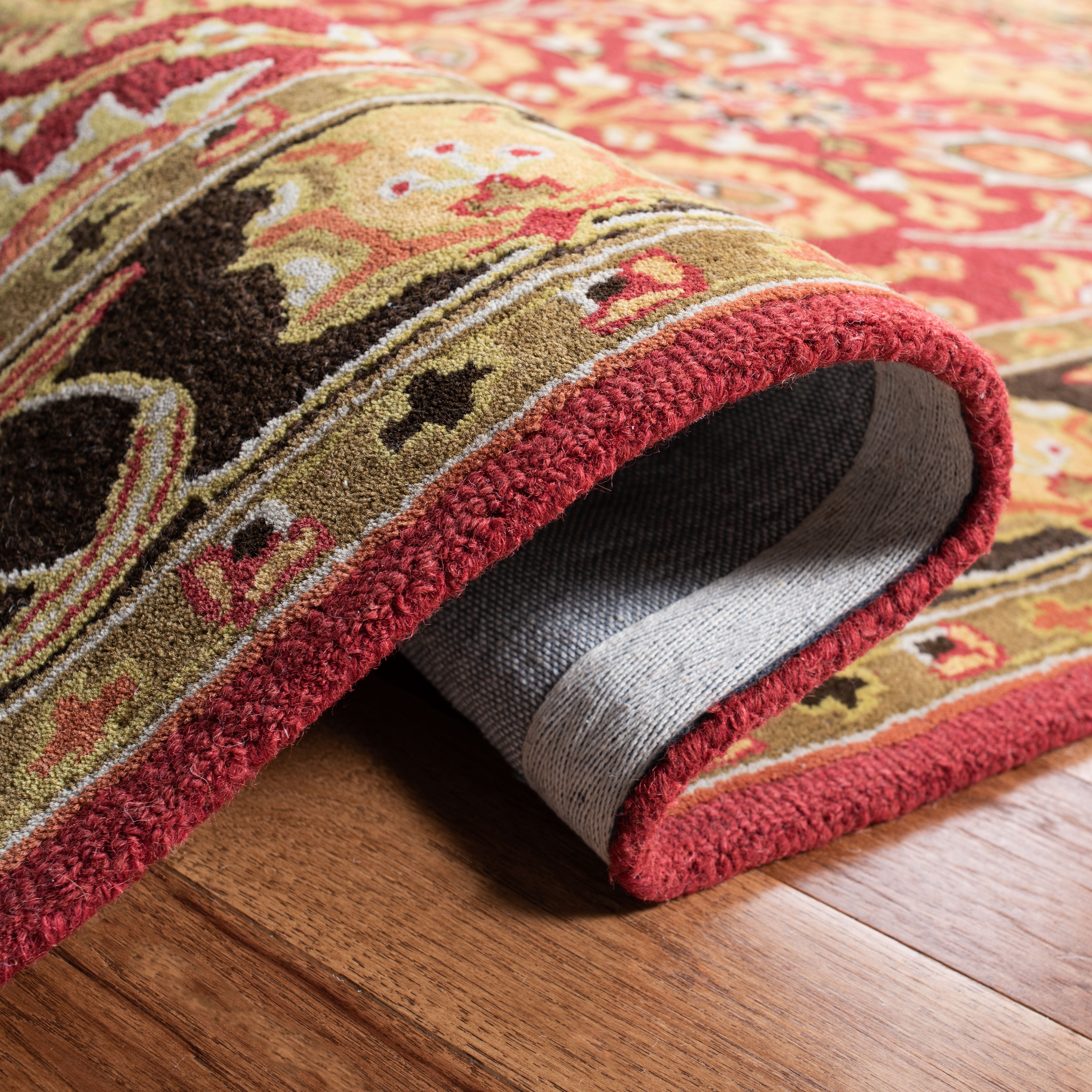 Safavieh Heritage Clarisse Floral Wool Area Rug, Red/Gold, 6' x 6' Round