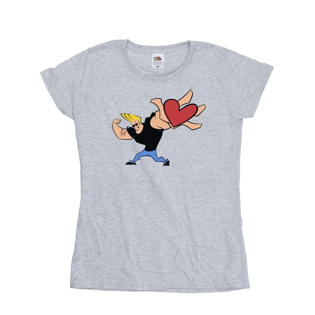 Johnny Bravo T-Shirt en Coton pour Femmes avec Cœur